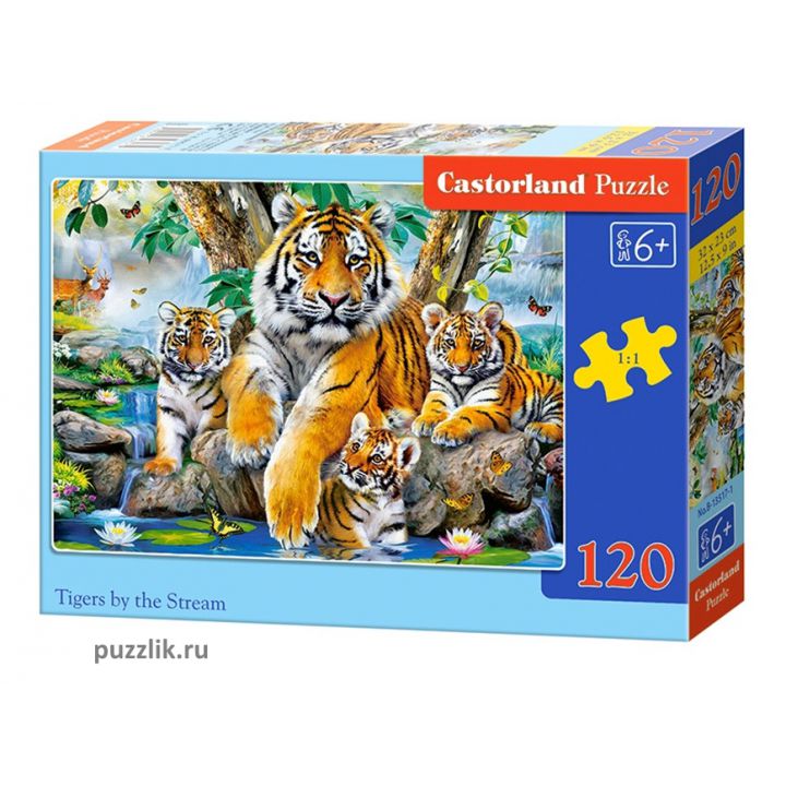 Пазлы Castorland: «Семья тигров у ручья» 120 Эл (В-13517)