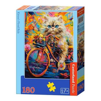 Детские Пазлы Castorland «Кот на велосипеде» 180 Эл (В-018529)