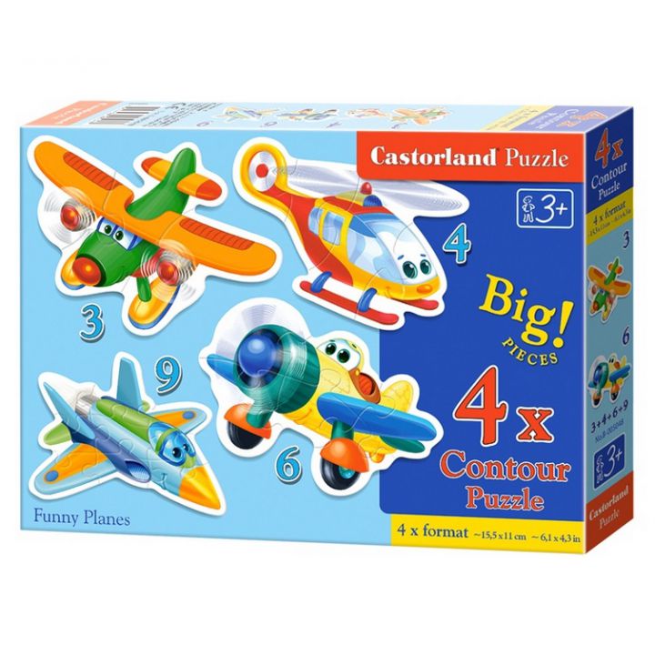 Пазлы Castorland 4 в 1 «Смешные Самолеты» 3,4,6,9 Эл (B-005048)