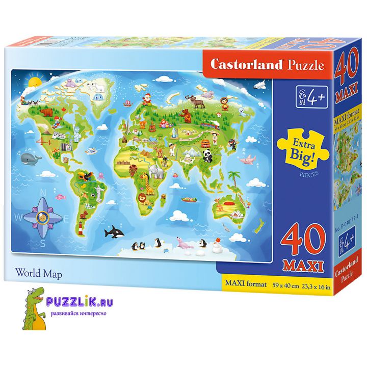 Пазлы Castorland: «Карта мира» 40 Эл Maxi (B-040117)