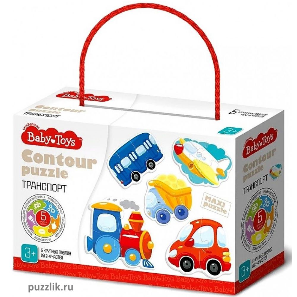 Контурные пазлы Baby Toys: «Транспорт» 2,3,4,5 Эл (04118)