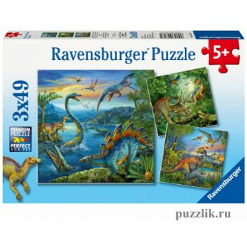 Пазлы Ravensburger: 3 в 1 «Динозавры» 49 Эл (093175)