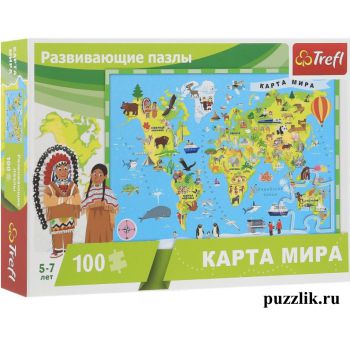 Пазлы Trefl «Карта мира» 100 Эл Maxi (15527)